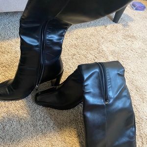Heeled knee high pu leather boots